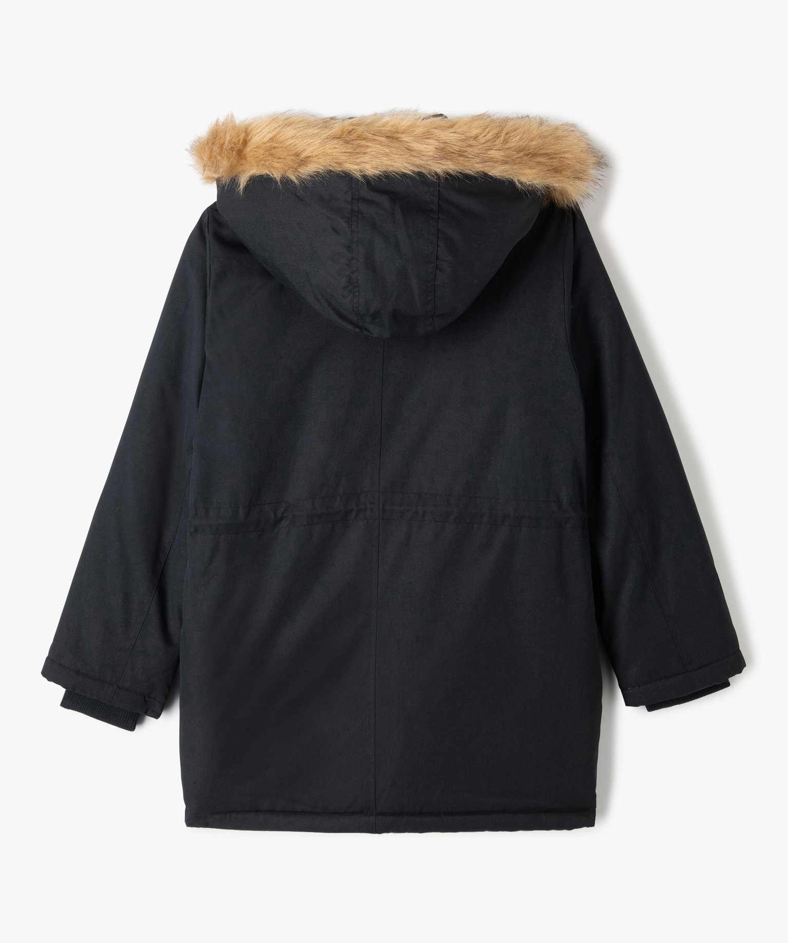 Parka en matière déperlante avec doublure peluche fille noir | GEMO