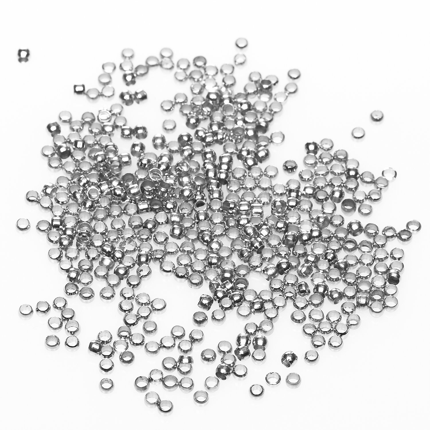 Quetschperlen, silber, 2 mm Ø, 500 Stück