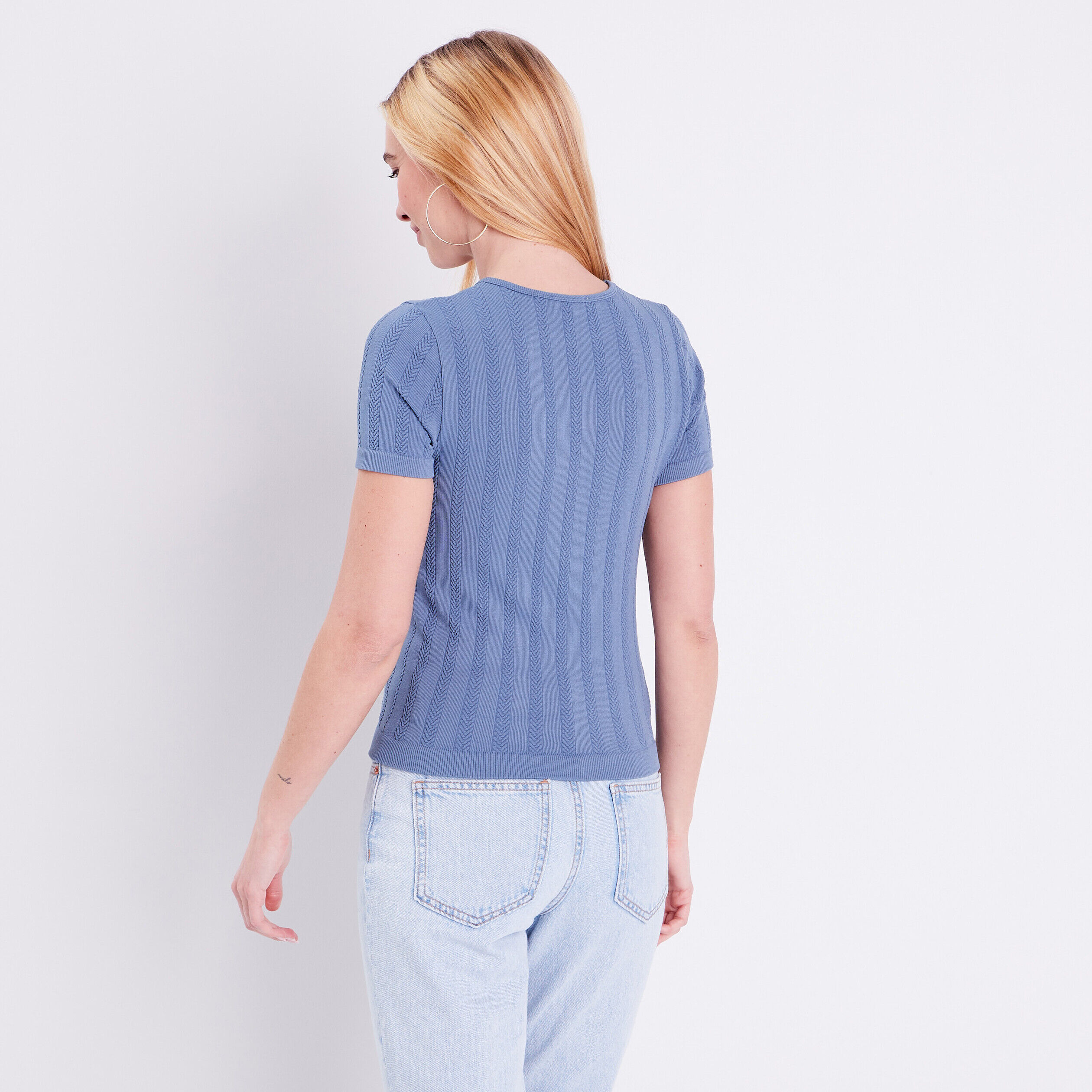 T-shirt manches courtes bleu femme | Cache Cache