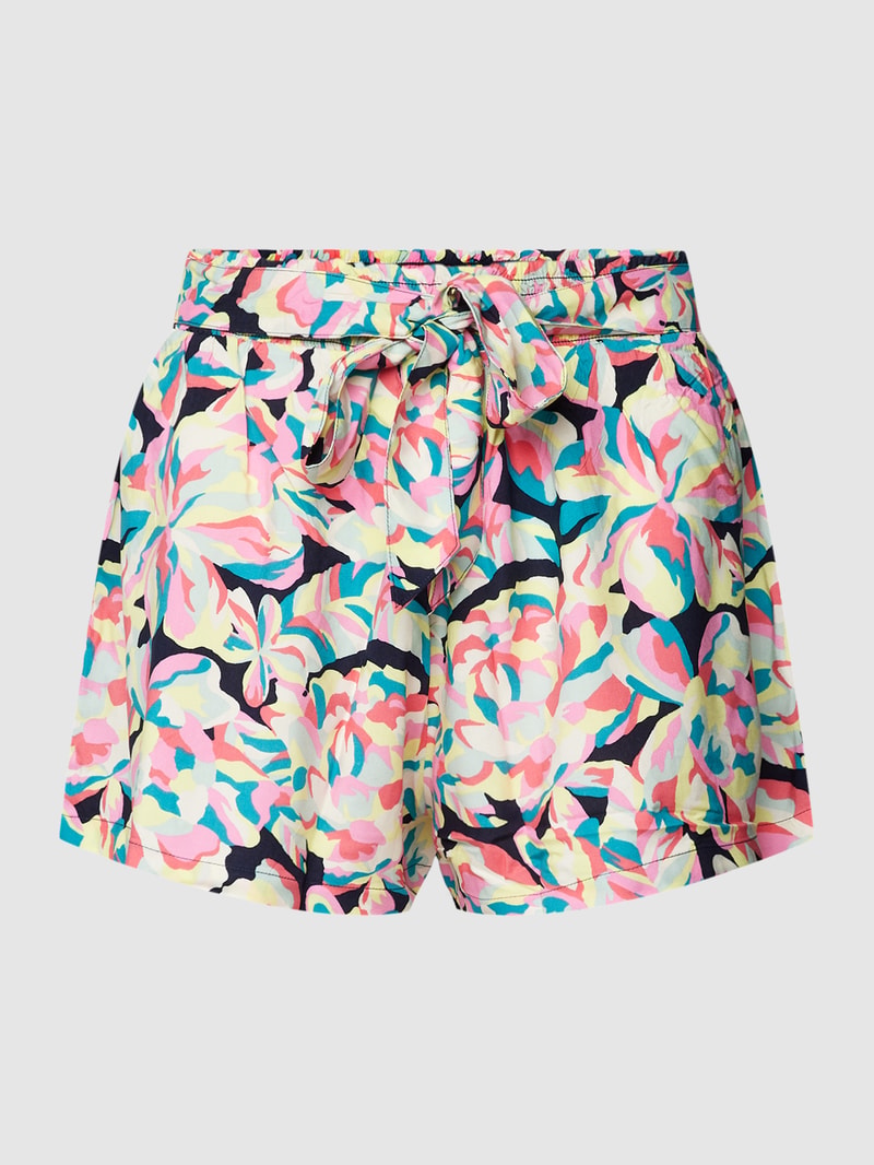 Shorts aus reiner Viskose mit Allover-Muster in marineblau