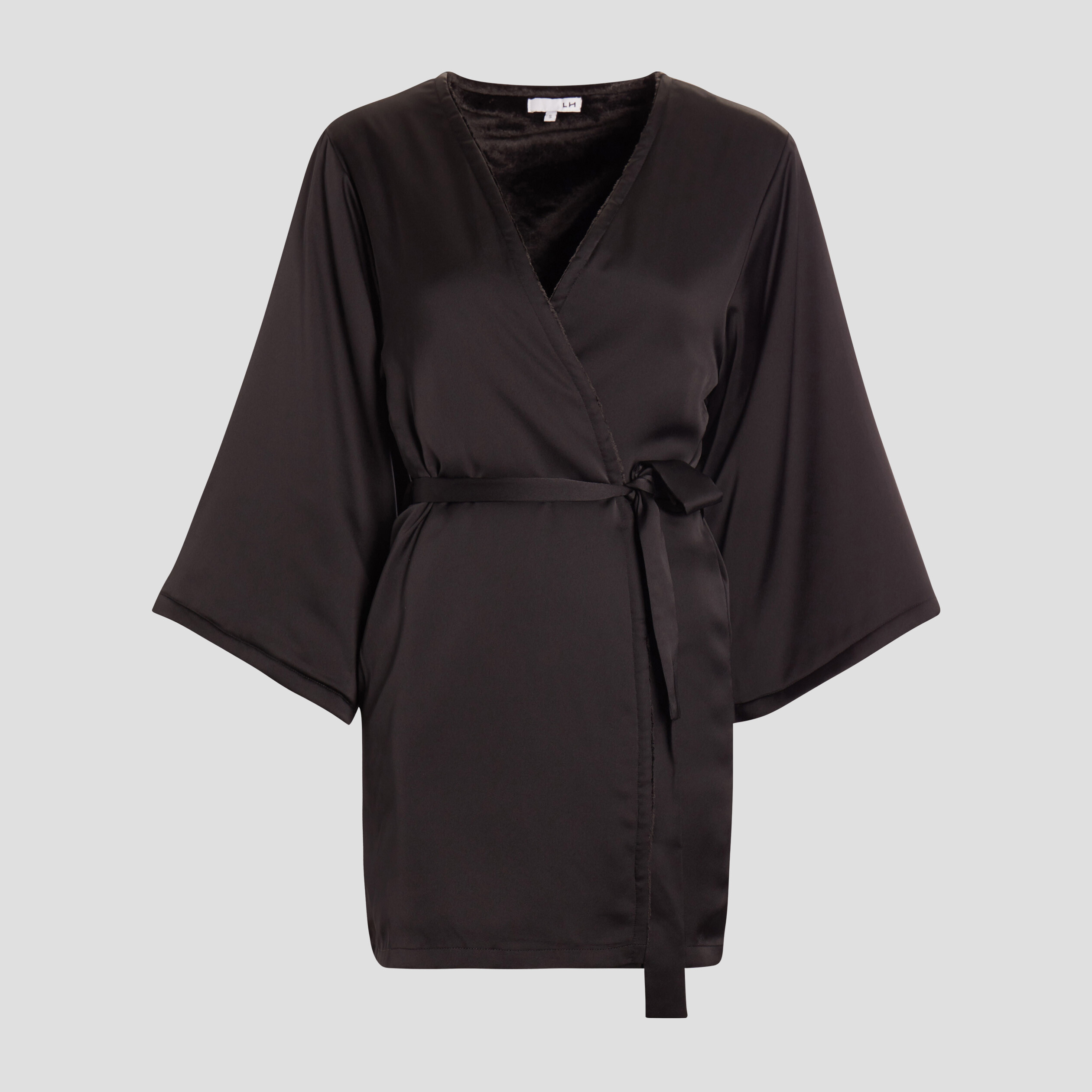 Peignoir ceinturé noir femme | La Halle