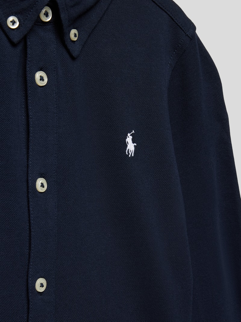 Polohemd mit Logo-Stitching in marineblau
