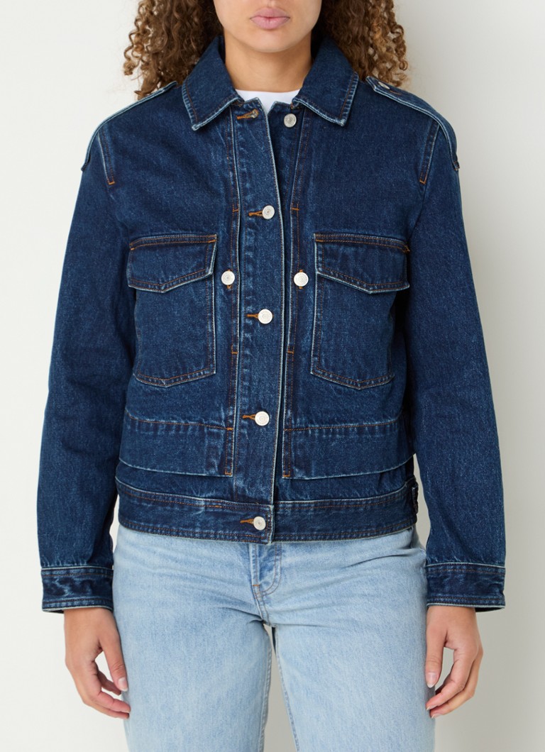 Jachetă Denham Keiko din denim cu buzunare cu clapă