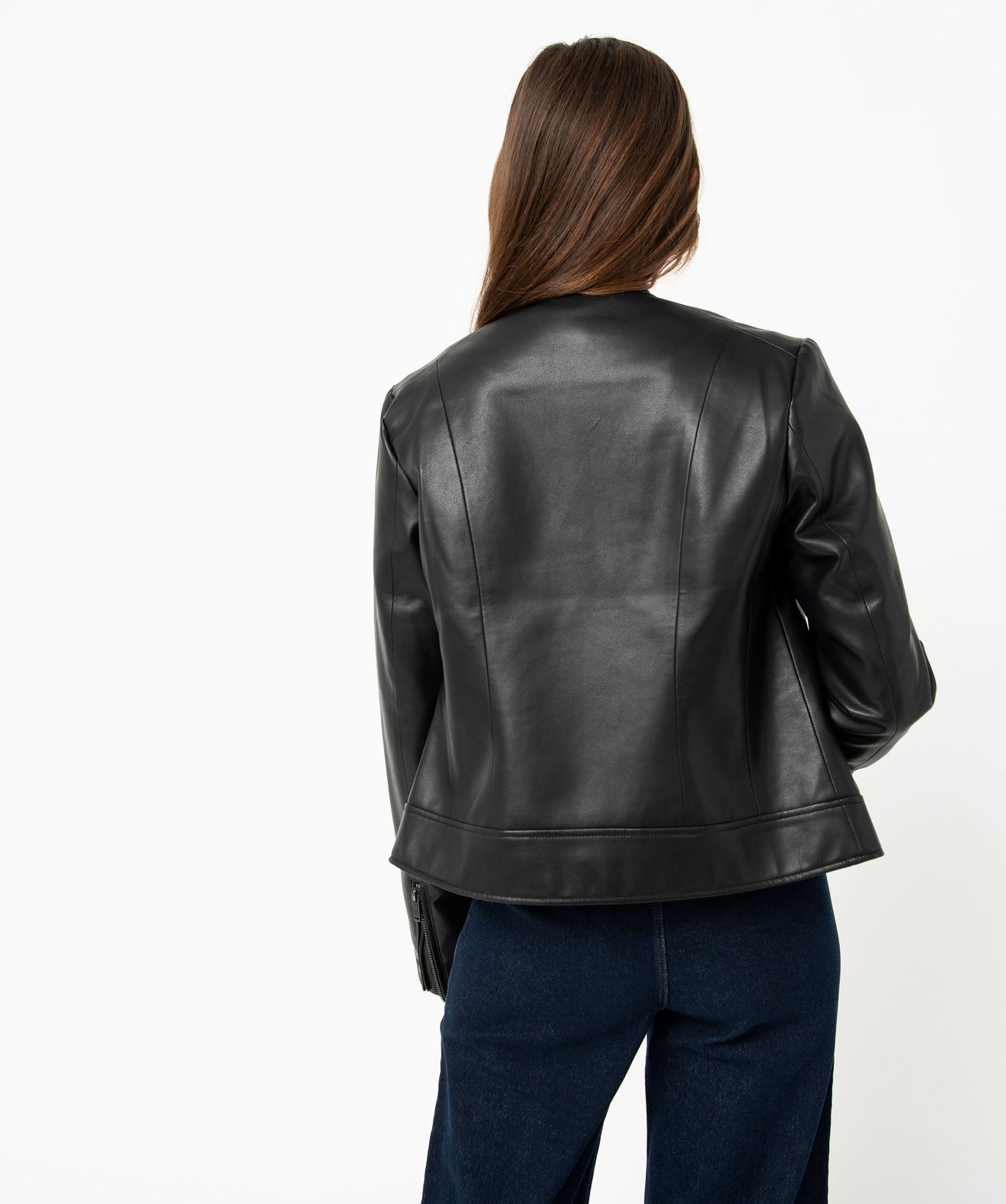 Blouson esprit biker avec zips femme noir | GEMO