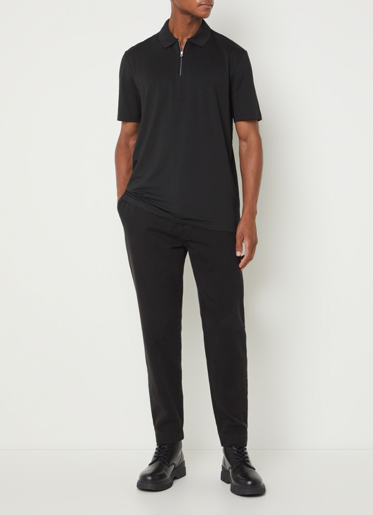 Polo HUGO BOSS Dekok de corte regular com meio zíper