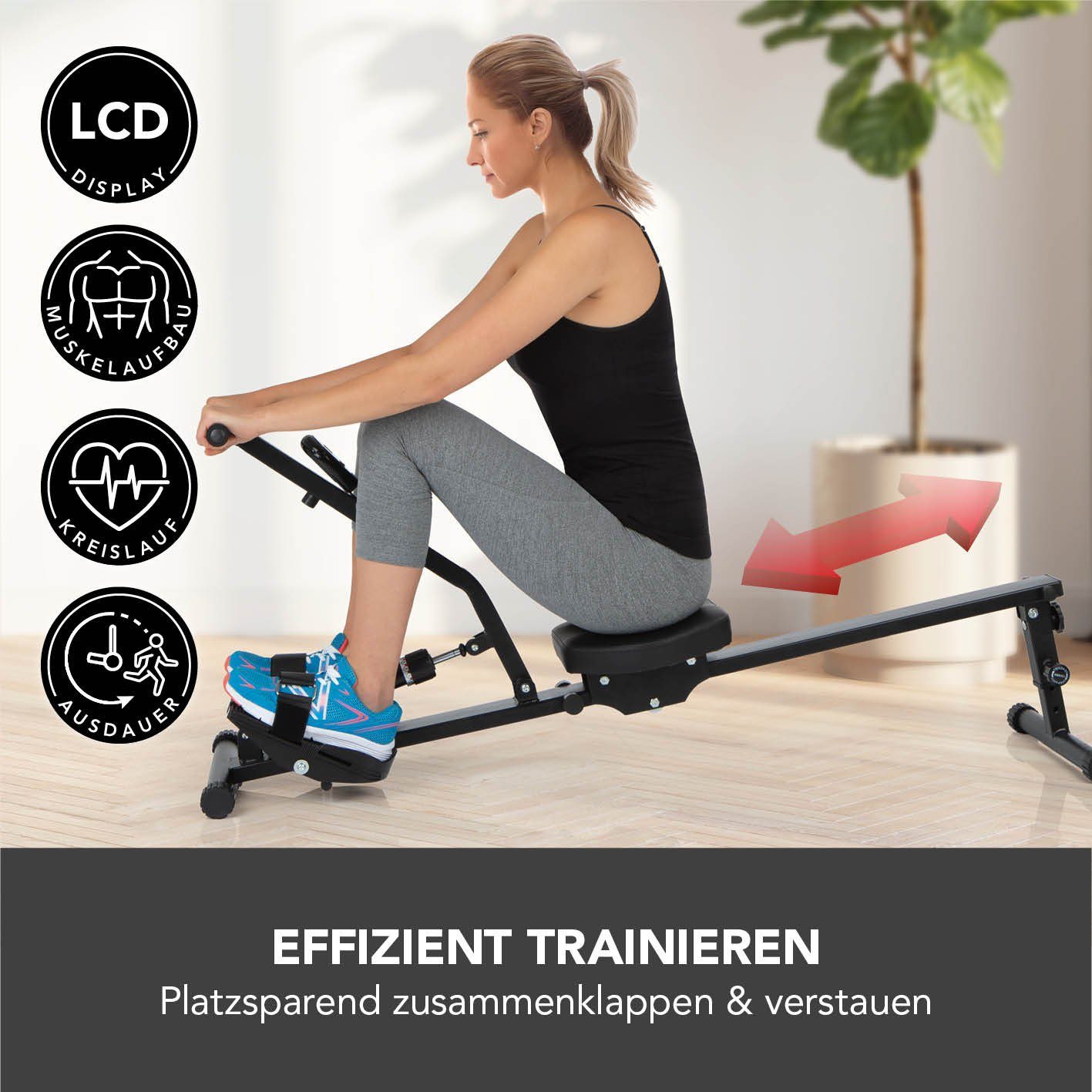 MAXXMEE Rudergerät klappbar bis 100kg 152x46x18cm