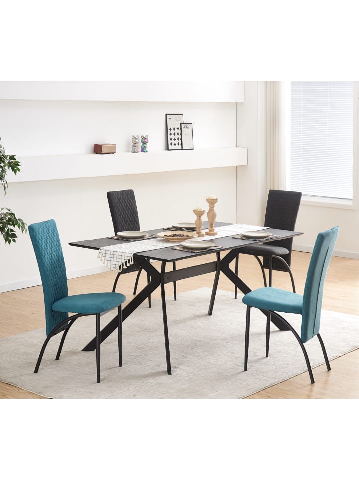 B&D Home Esszimmerstuhl THADDÄUS in Petrol - (B)46 x (H)94 x (T)58 cm günstig kaufen