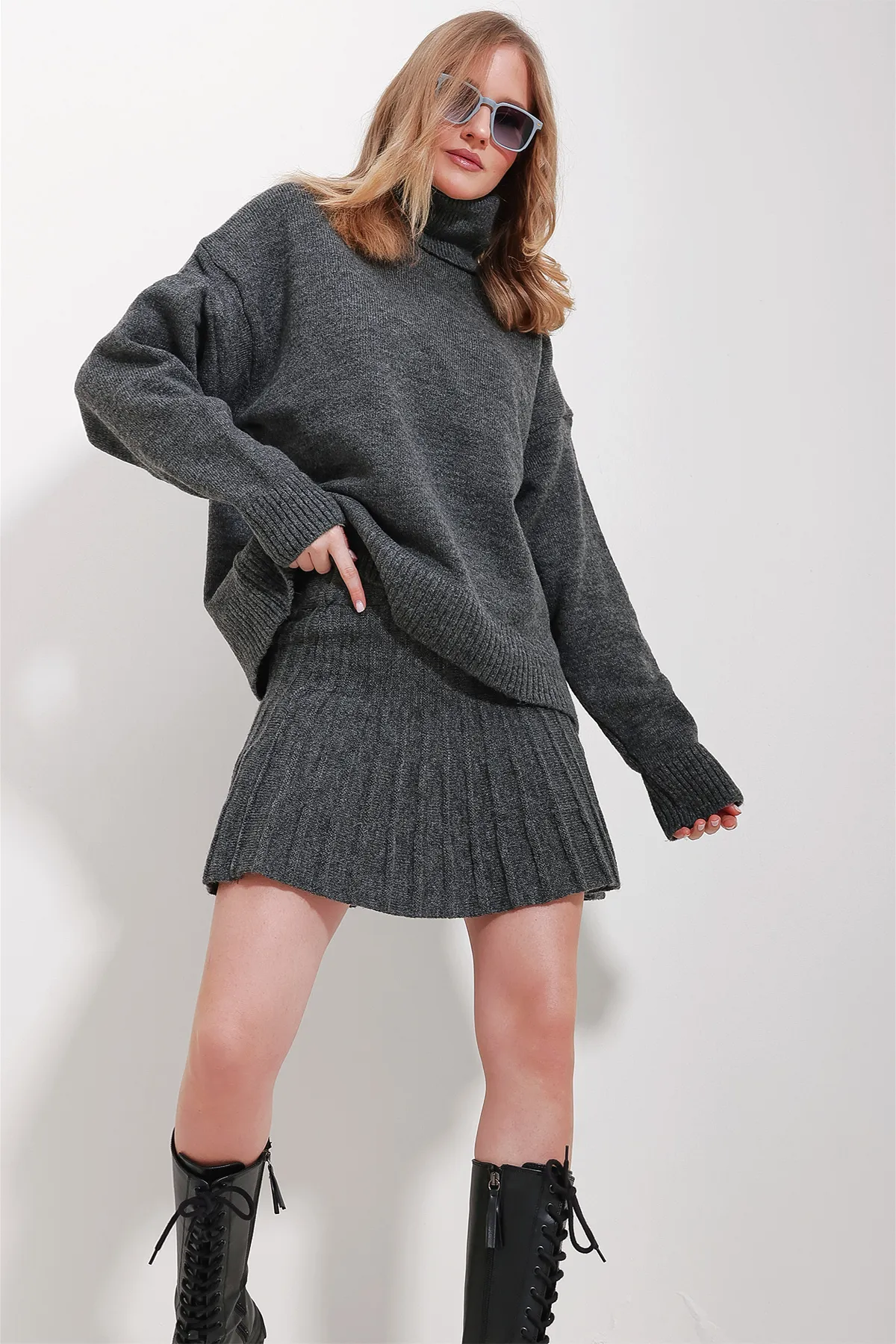Trend Alaçatı Stili  Zweiteiler - Grau - Regular Fit