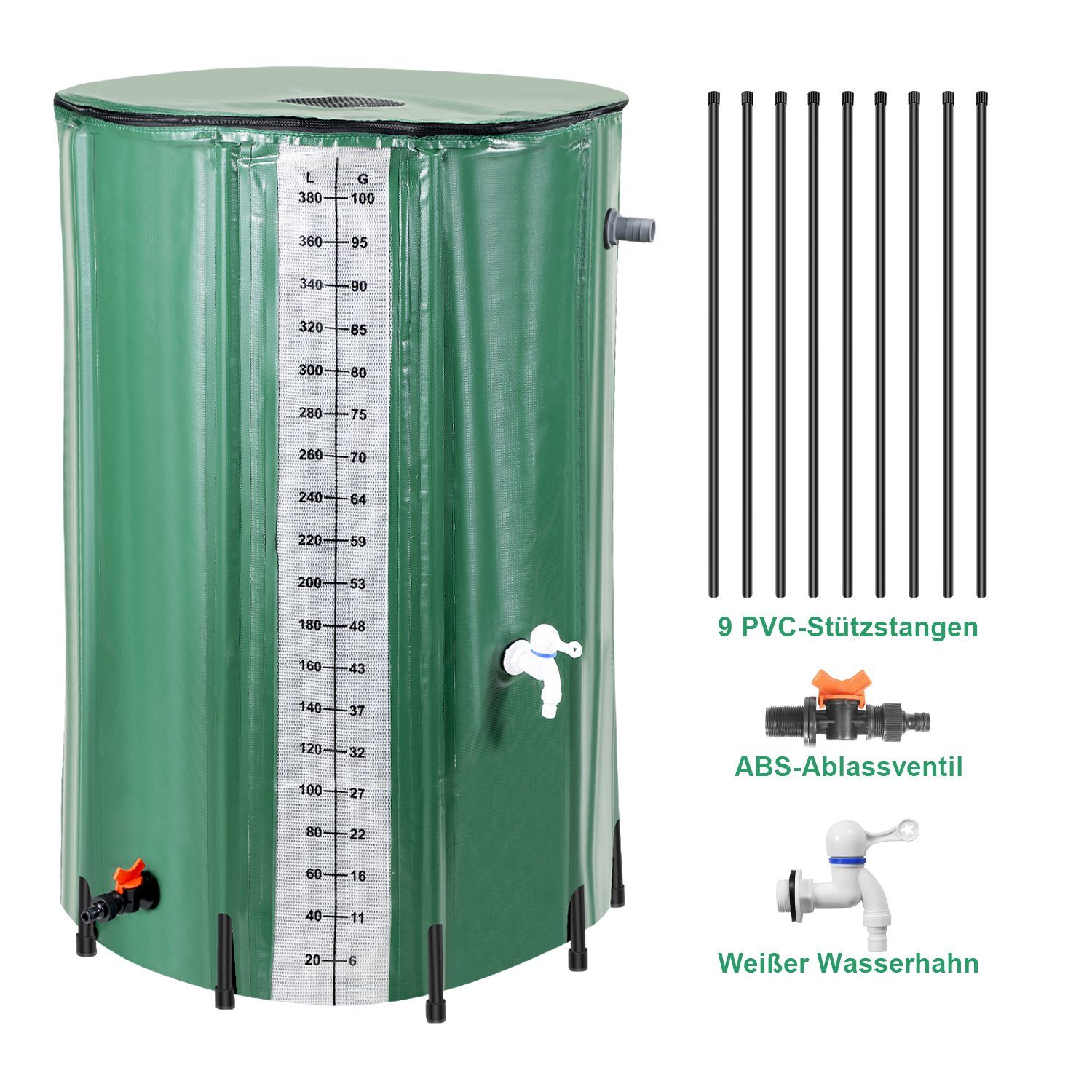 TolleTour Regentonne 380L Regenwassertonne Regentank Regenwassertank