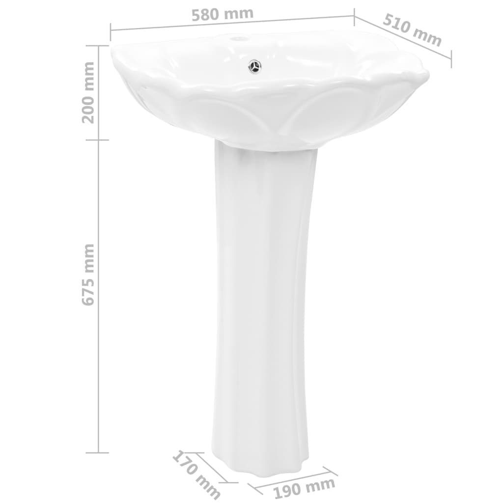 vidaXL Waschbecken Freistehendes Waschbecken mit Säule Keramik Weiß 580x510x200 mm