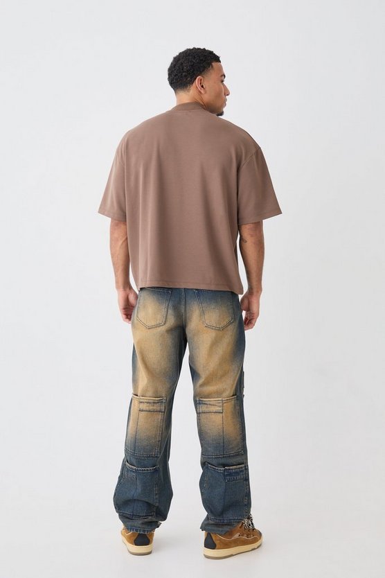 Kastiges Oversize Premium T-Shirt mit Stickerei