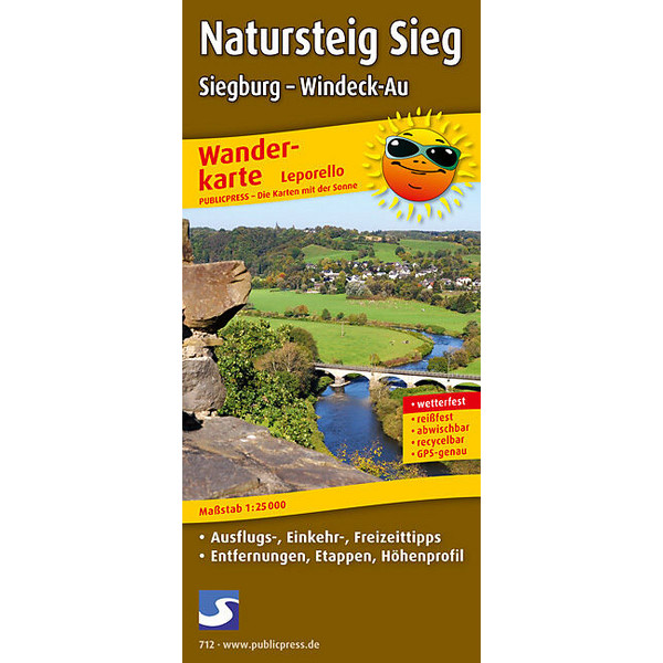 NATURSTEIG SIEG, SIEGBURG - WINDECK-AU 1 : 25 000 - Wanderkarte