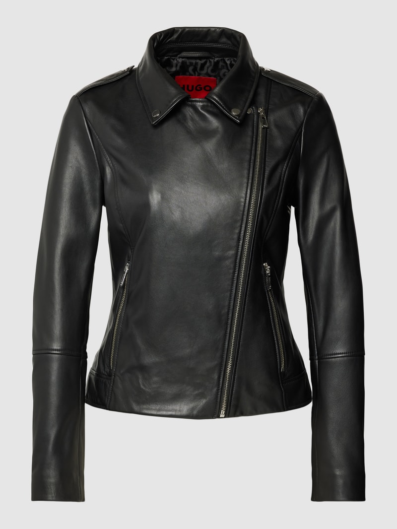 Lederjacke aus Lammleder mit Label-Details Modell 'LARELLA' in schwarz
