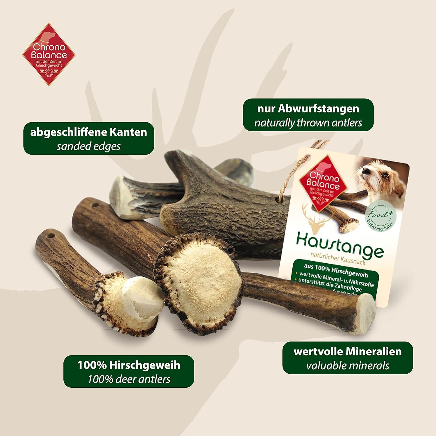 ChronoBalance Snacks ChronoBalance Rothirsch Geweihstange Halbiert 150 g