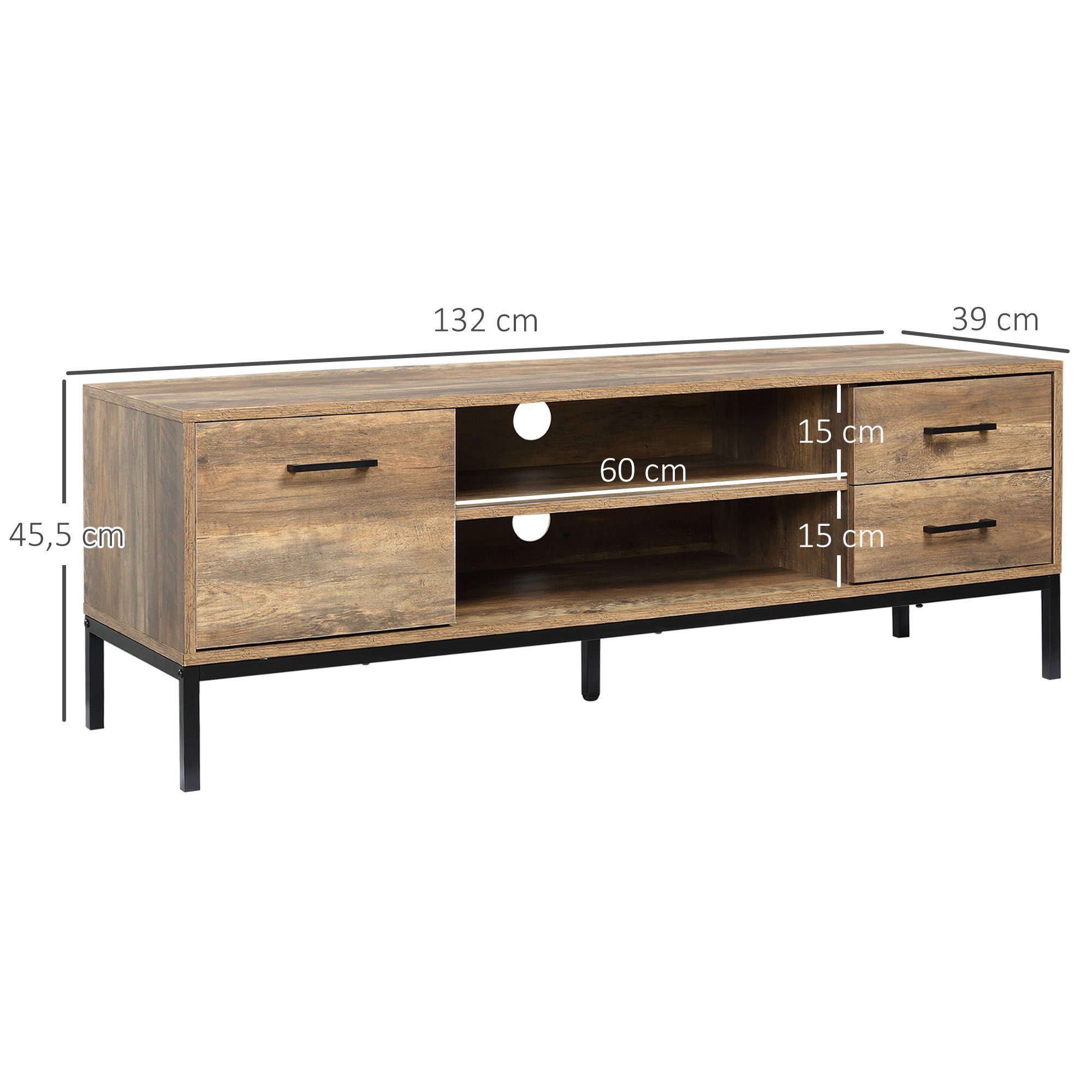 HOMCOM TV-Board TV-Schrank, TV Kommode für TV-Geräte bis zu 50 Zoll (Fernsehschrank, 1 St., TV Board), TV Bank mit Kabelöffnung