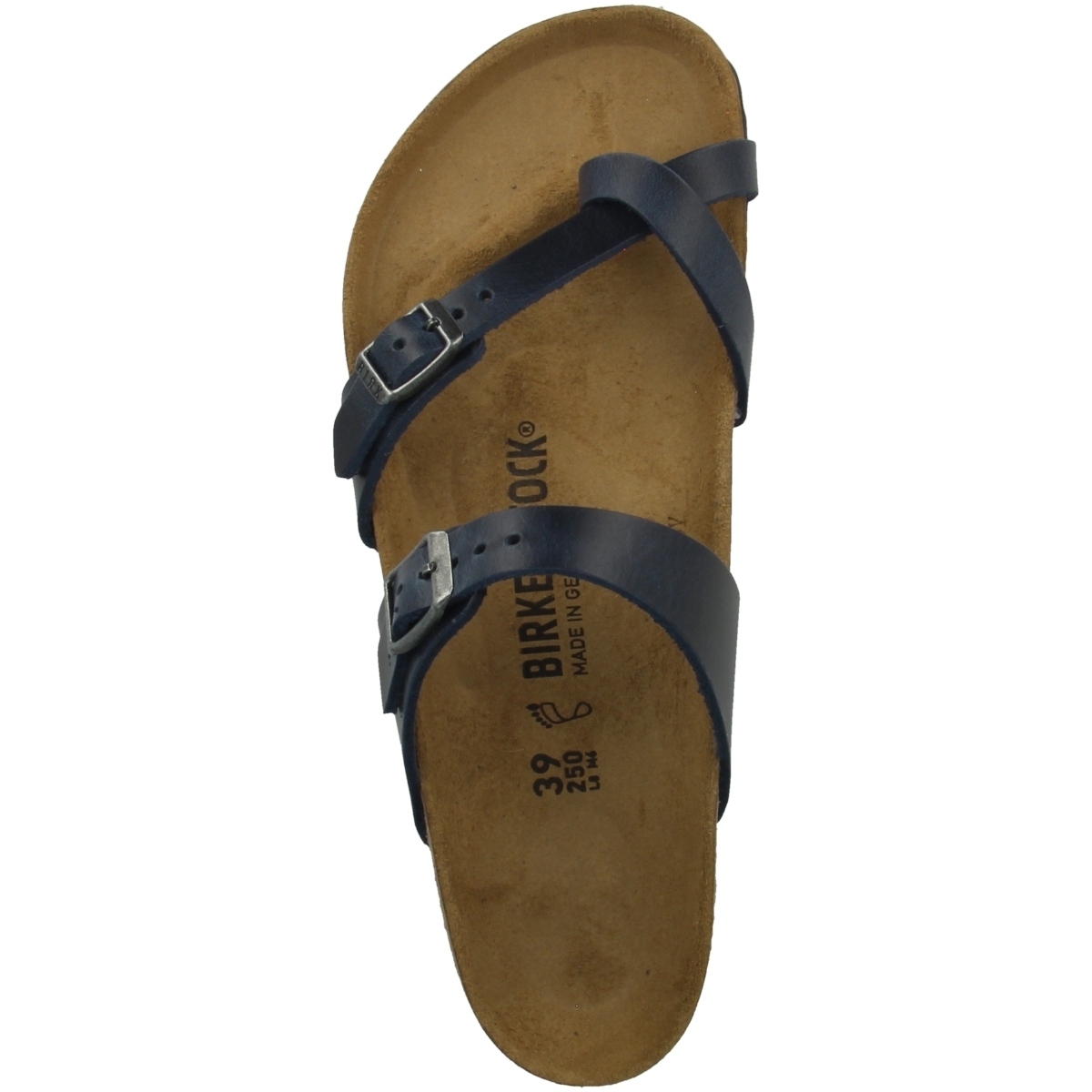 Birkenstock Mayari geöltes Nubukleder schmal Sandale blau