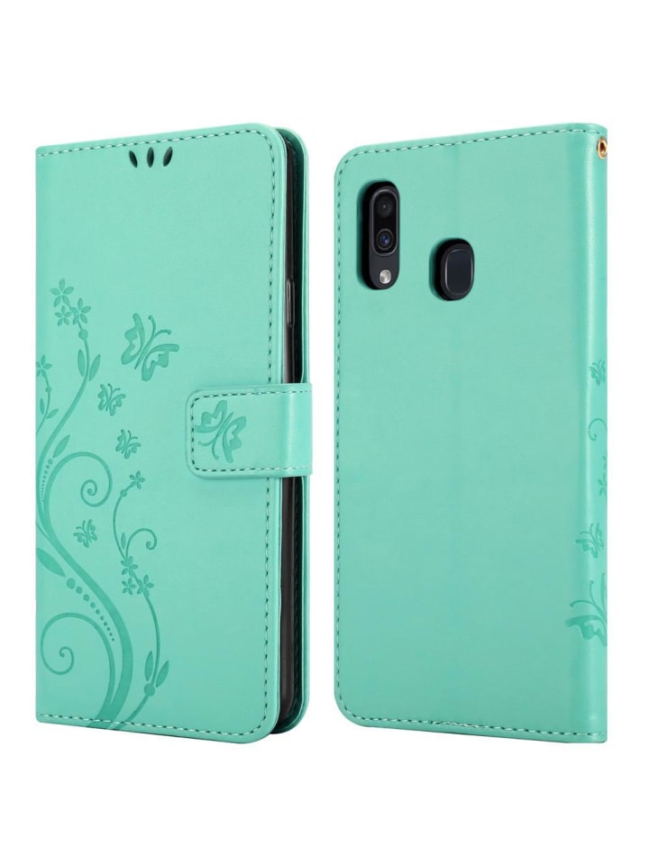 cadorabo Hülle für Samsung Galaxy A20 / A30 / M10s Blumen Design in FLORAL TÜRKIS günstig kaufen onesize