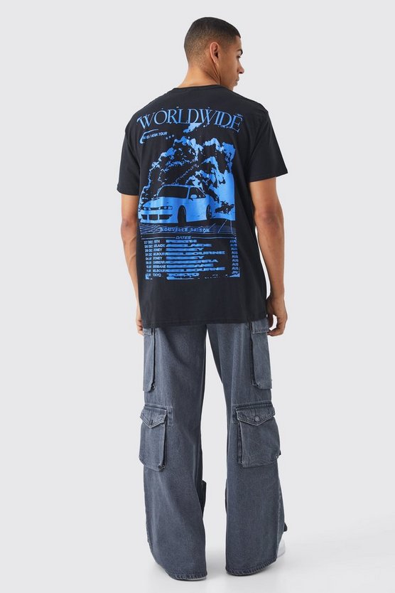 Lockere Jeans mit Cargo-Taschen und Acid-Waschung