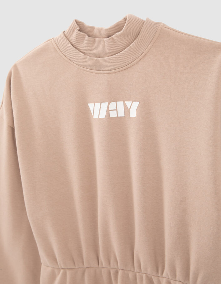 Robe sweat beige taille élastiquée fille