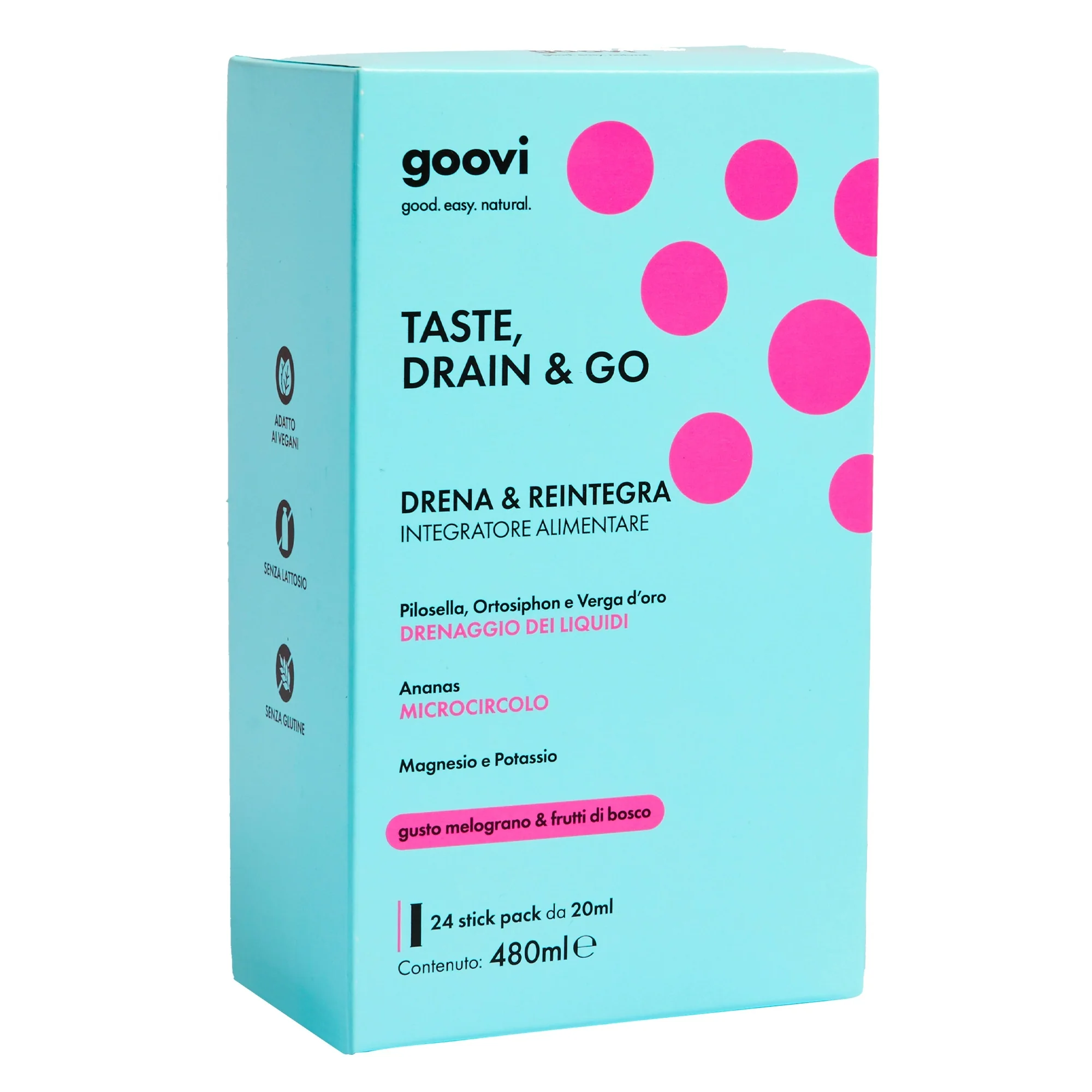 TASTE, DRAIN & GO Dodaci prehrani za drenažu i obnavljanje - Nar i bobičasto voće - Dodatak za drenažu, Dodatak za cirkulaciju, Dodatak vitamina i minerala
