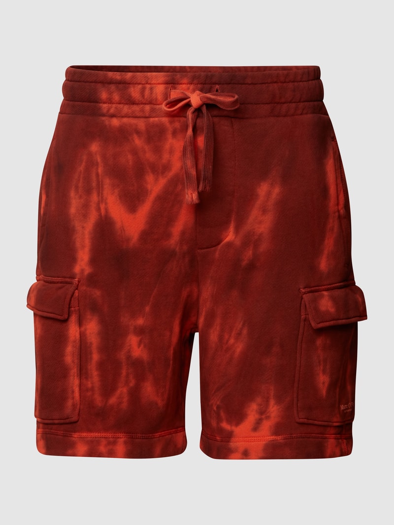Sweatshorts mit Batik-Look in dunkel orange