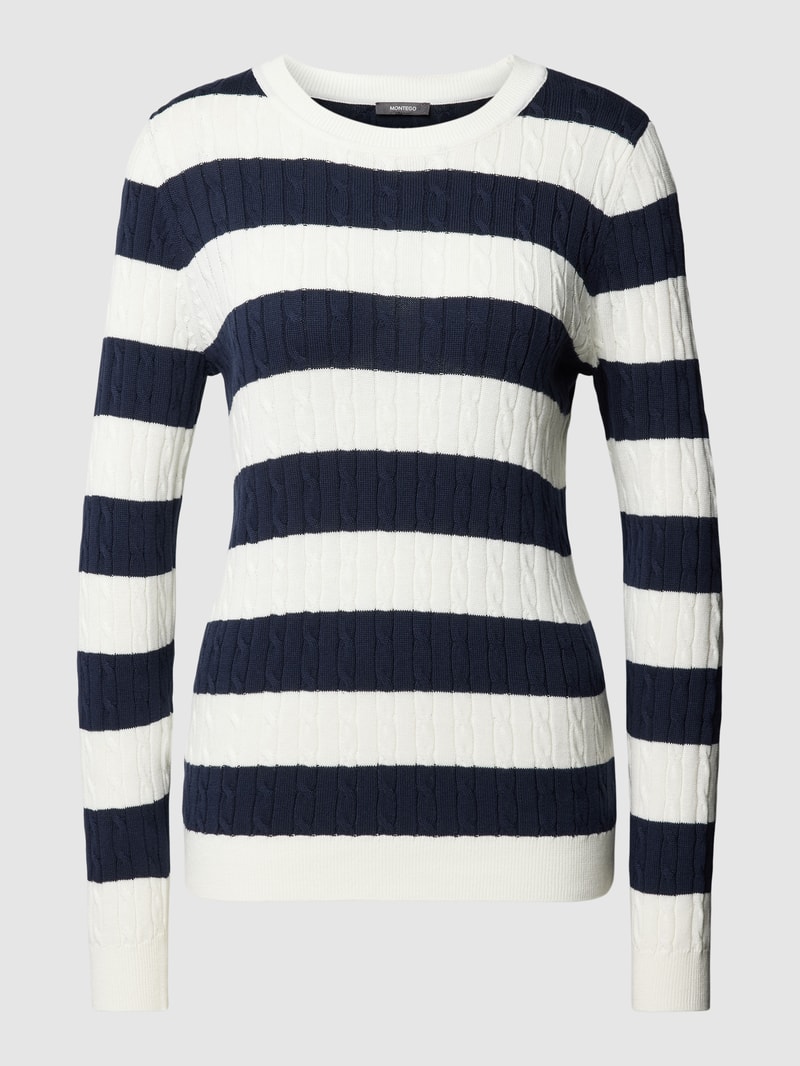 Strickpullover mit Blockstreifen in dunkelblau