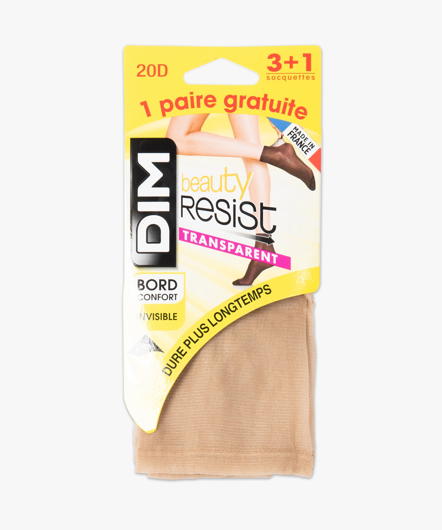 Socquettes femme transparentes Beauty Resist (lot de 4) - Dim beige fonce | GEMO