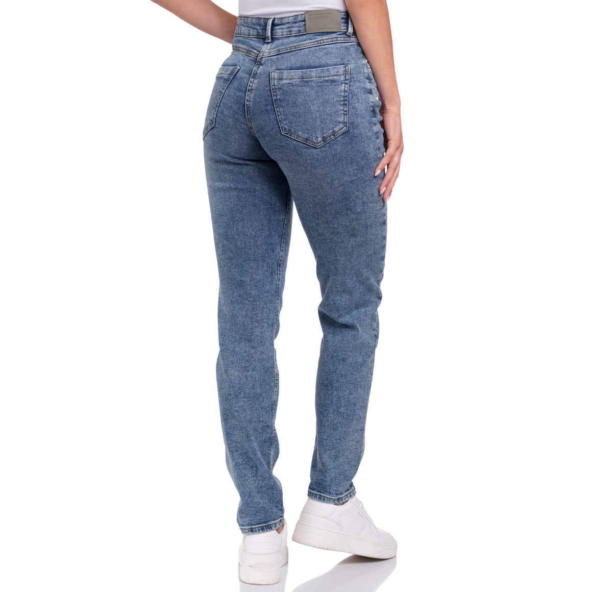 Damen Mom-Jeans mit Used-Waschung