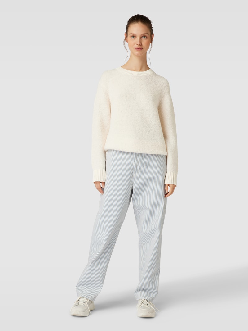 Sweatshirt mit gerippten Abschlüssen in offwhite