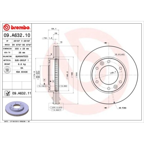 09.A632.11 BREMSSCHEIBE BREMBO VA  VP1 - ATU