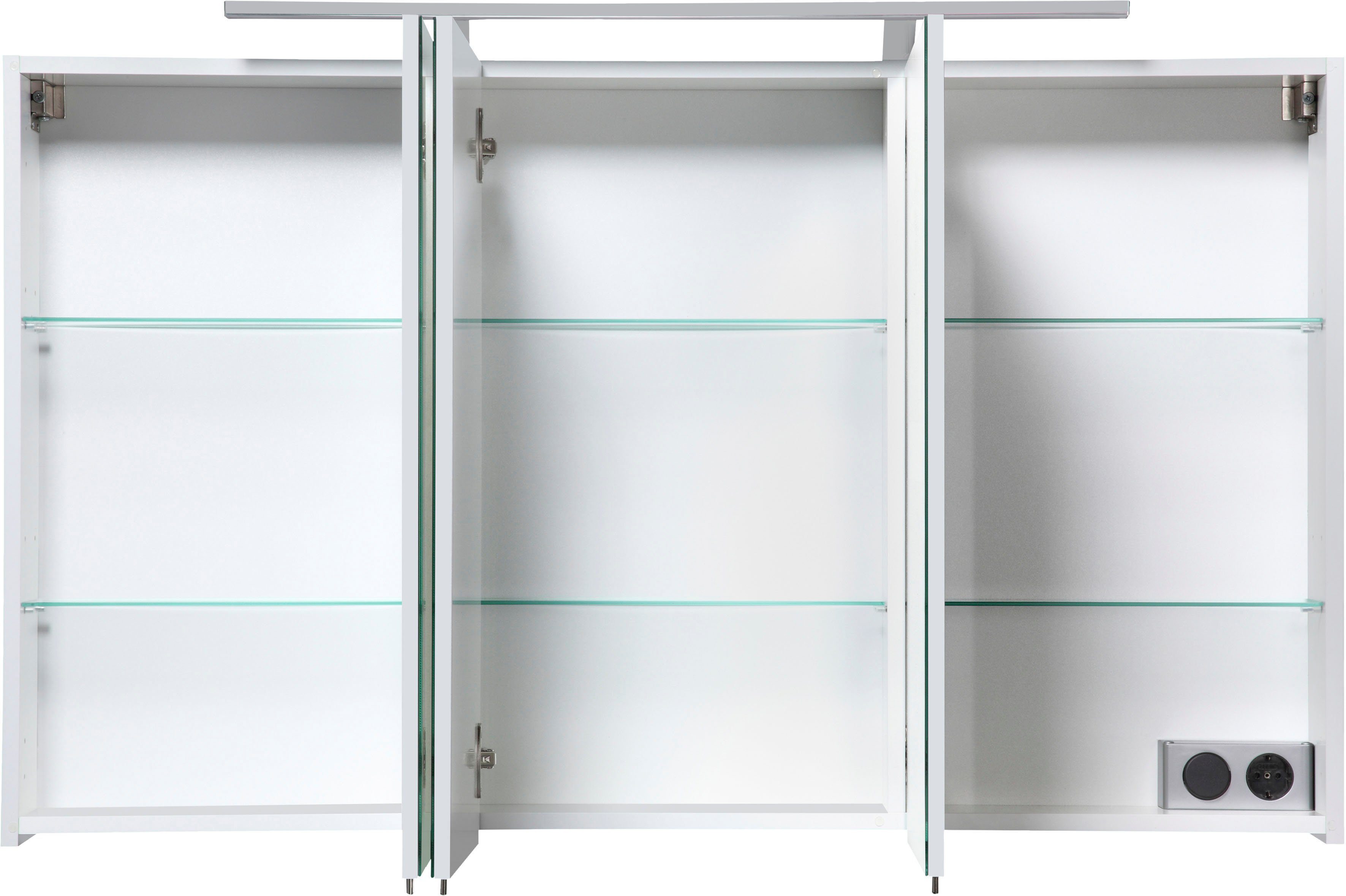 welltime Spiegelschrank Torino Breite 120 cm, 3-türig, LED-Beleuchtung, Schalter-/Steckdosenbox
