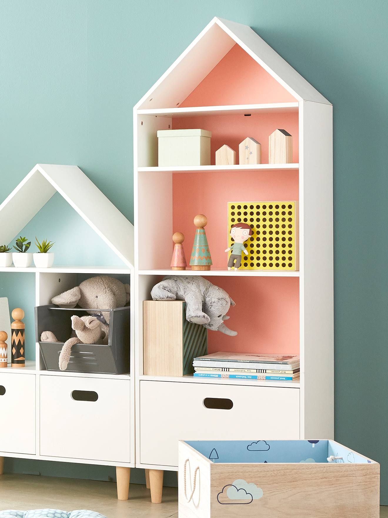 Vertbaudet Kinder Regalschrank MAISON, 5 Fächer - weiß