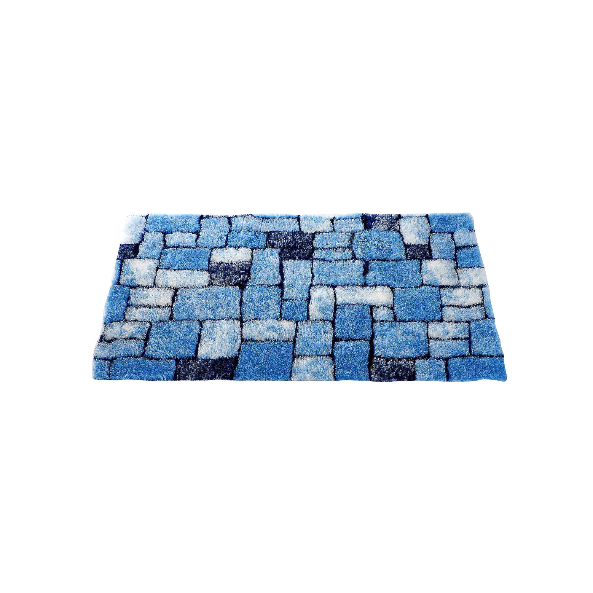 Tapis de bain mosaïque toucher peluche