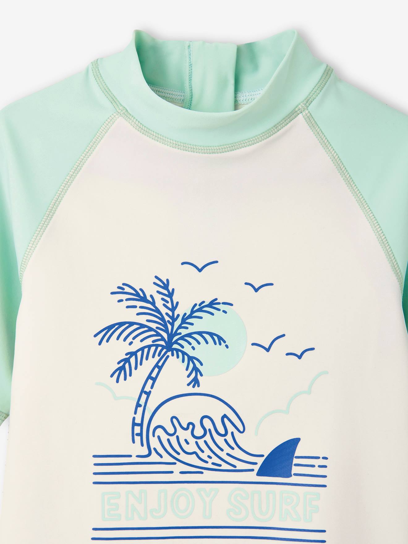 Ensemble de bain anti-UV garçon T-shirt + boxer vert d'eau