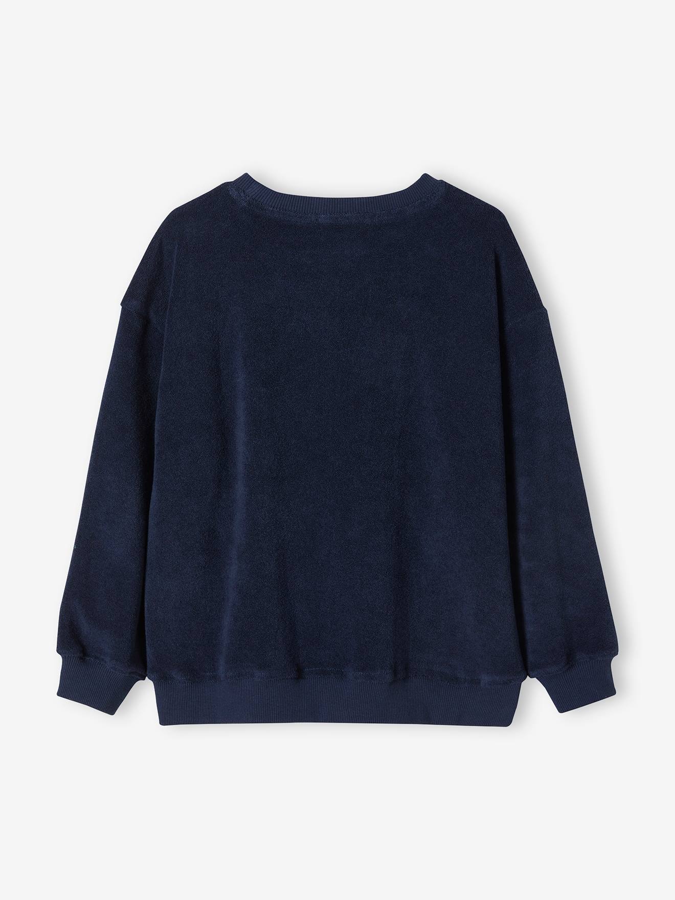 Sweat en éponge motif tigre poitrine garçon bleu foncé