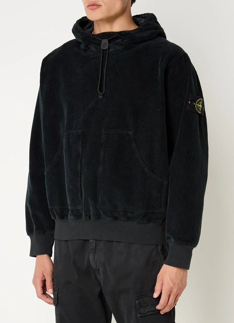 Stone Island E5FC3 Corduroy Hoodie with Logo