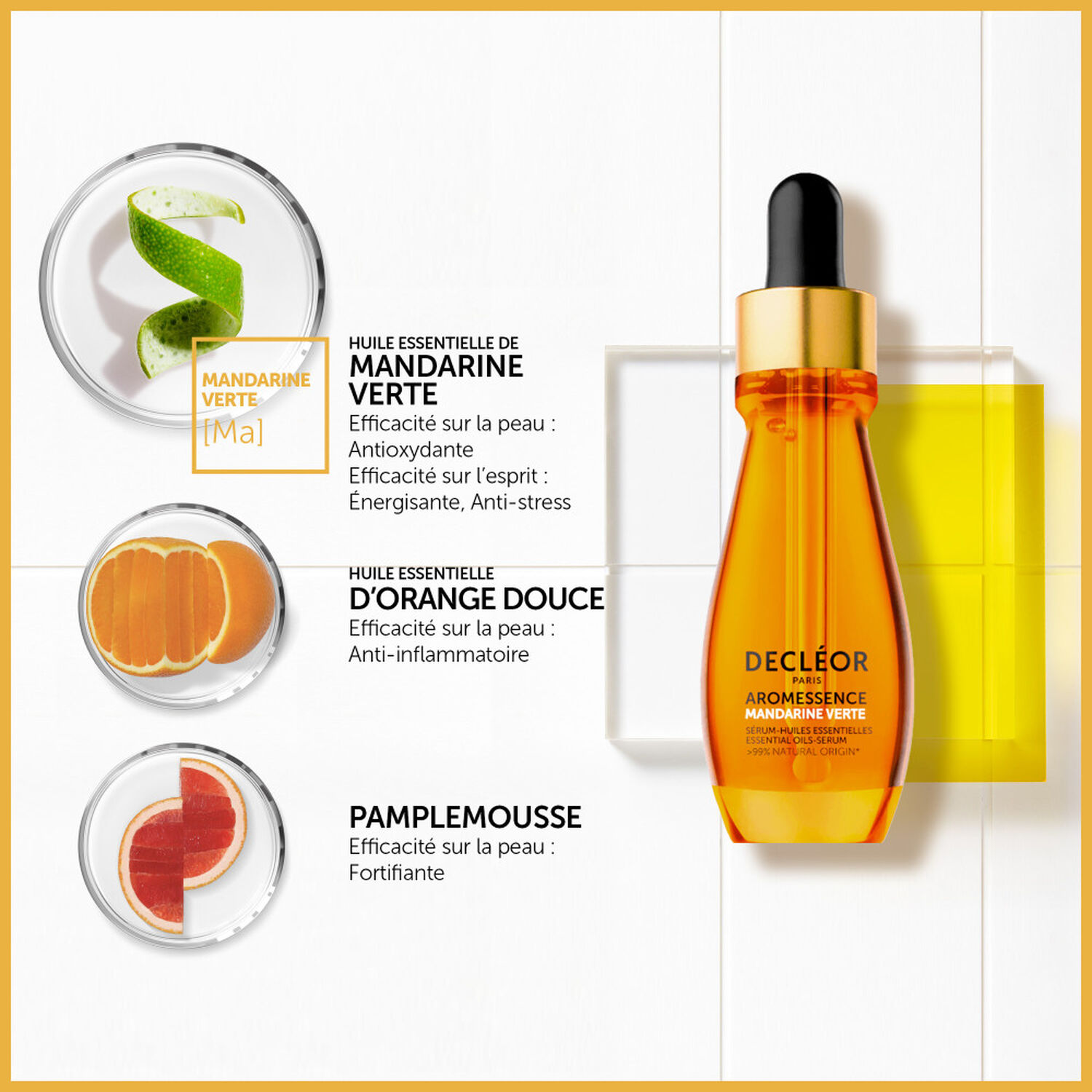 Decléor Aromessence Sérum Huiles Essentielles Mandarine Verte Sérum Visage Eclat Lissant 15 ml