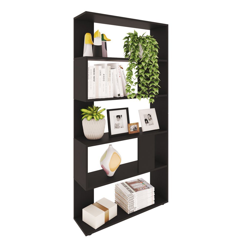 Vicco Raumteiler Standregal Bücherregal groß 5 Fächer Schwarz