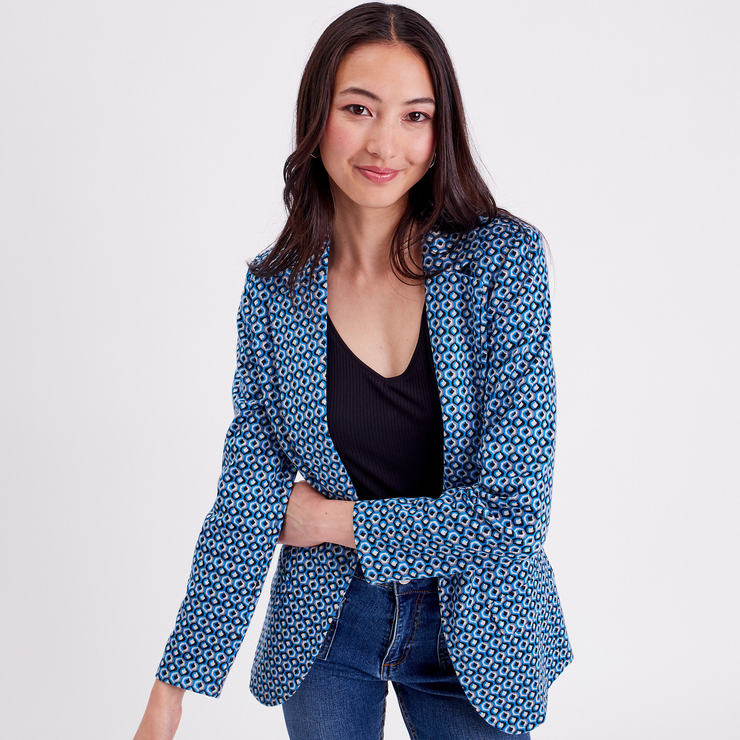 Veste blazer cintrée bleu femme | Cache Cache