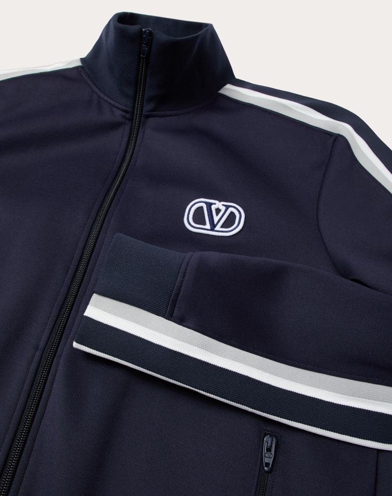 Højhalset acetat-sweatshirt med lynlås og Vlogo-mærke