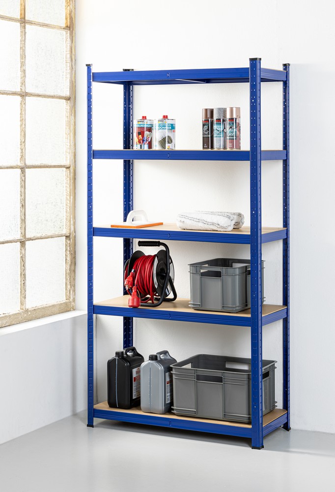 Kraft Werkzeuge Schwerlastregal / Kellerregal / Lagerregal, blau, 175 kg pro Boden