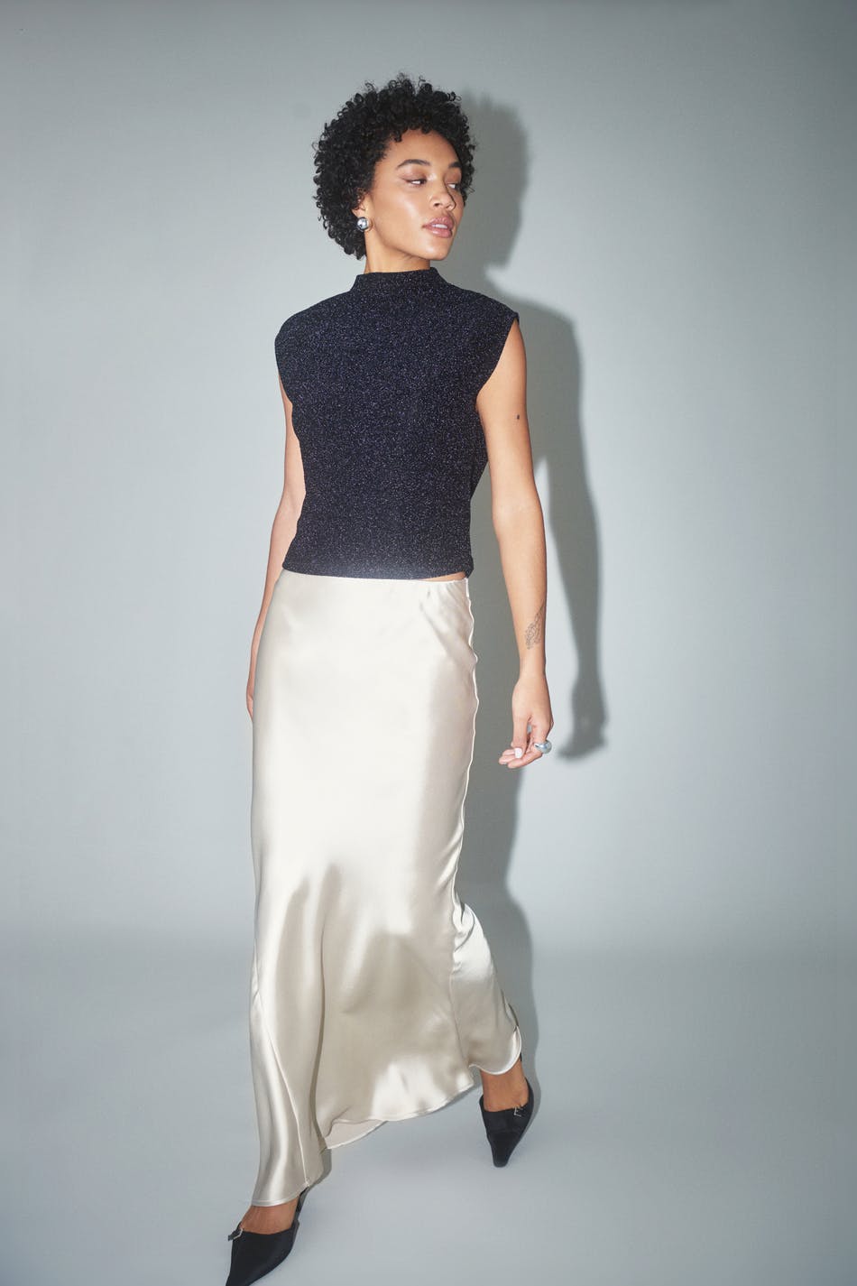 Satin maxi skirt