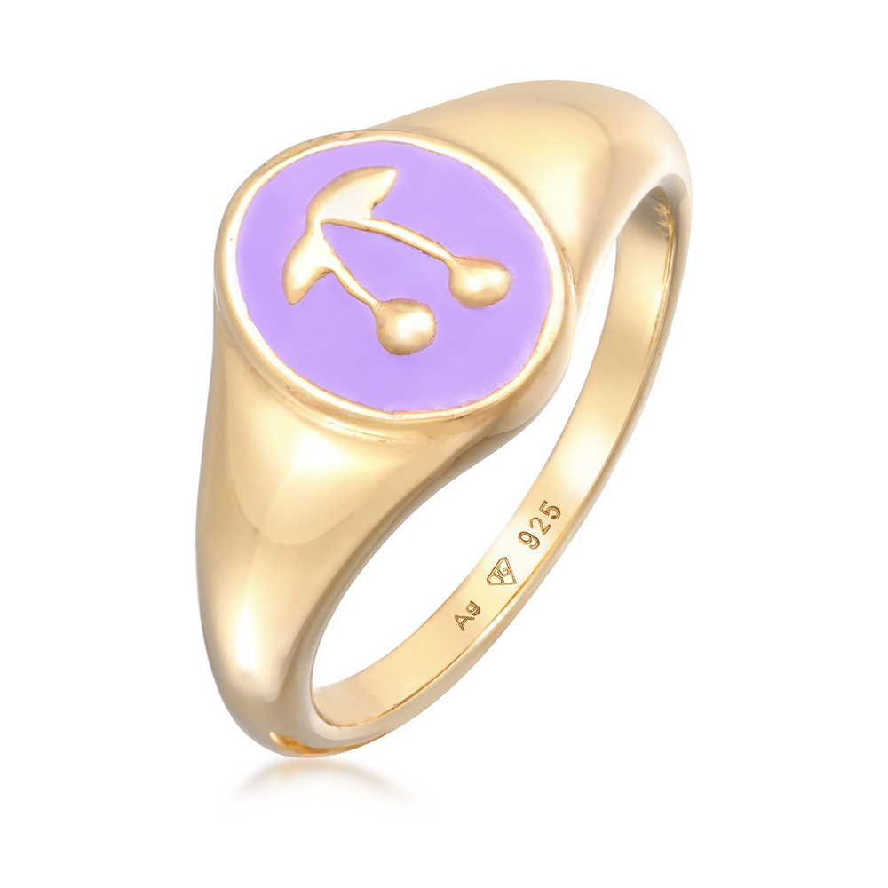Elli Elli Bague Femmes Sceau Cerise Pourpre avec émail en Argent Sterling 925 plaqué O Bague