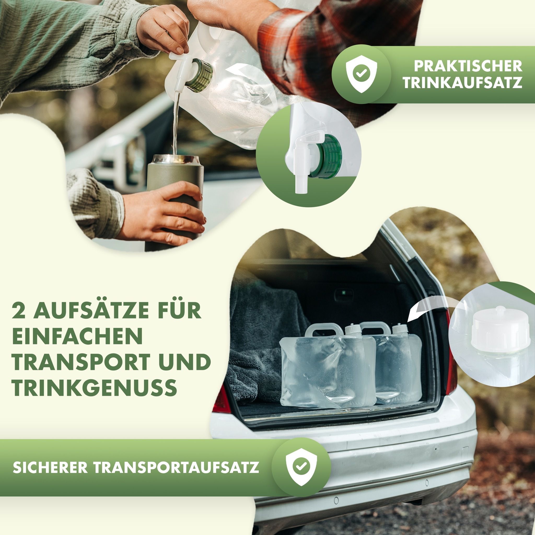 Naturbummler 10 Liter Set von 4 Faltbaren Wasserkanister