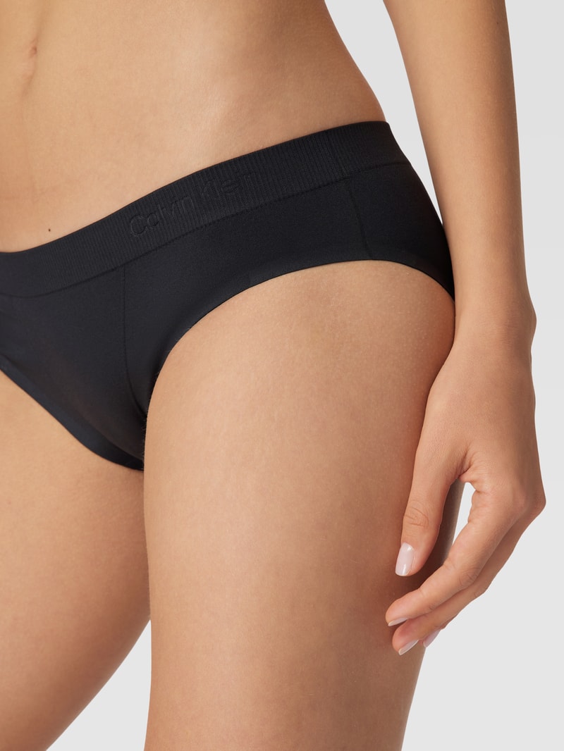 Slip mit Logo-Bund Modell 'BIKINI' in schwarz