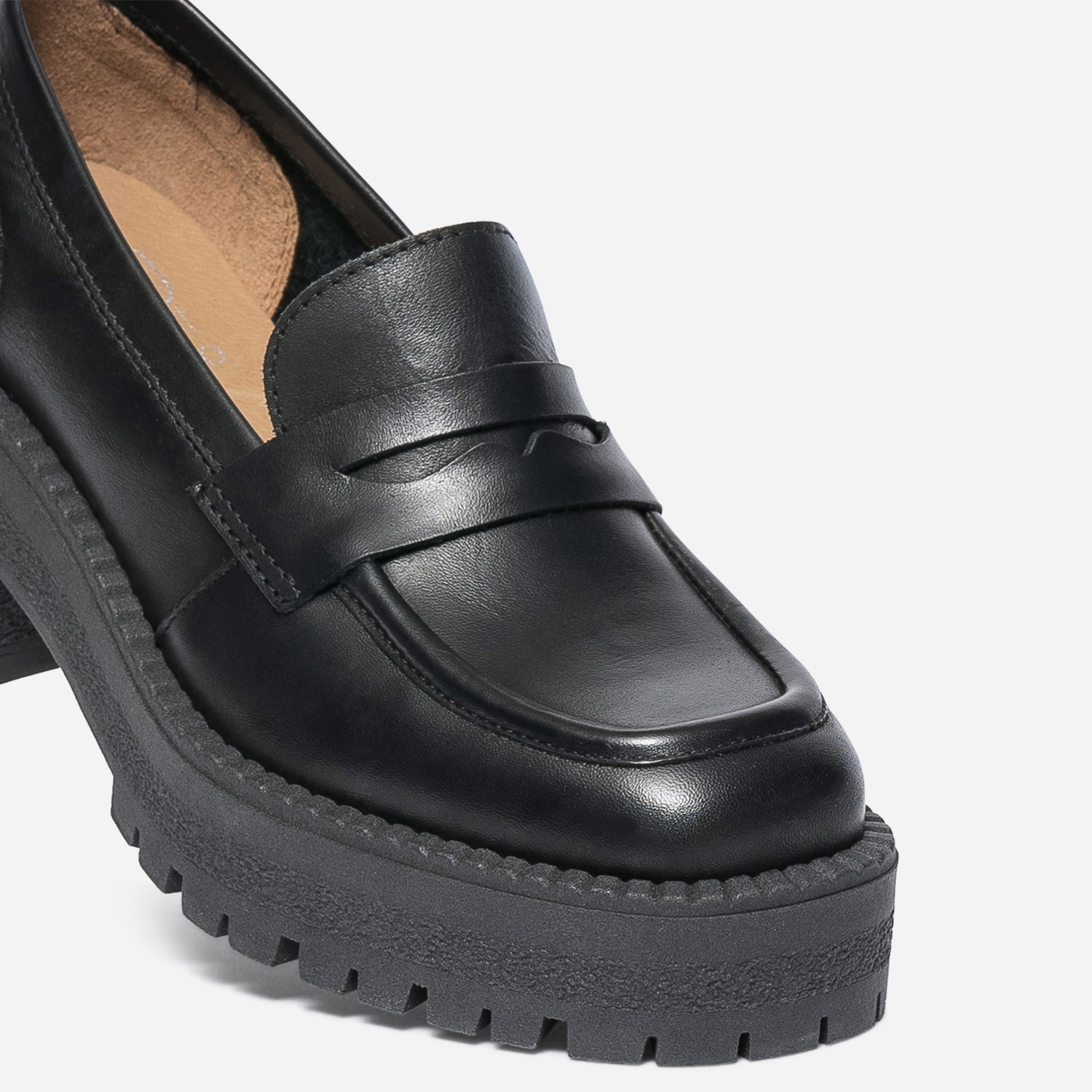 Mocassin TEXTO noir éco-conçu cuir à maxi semelle
