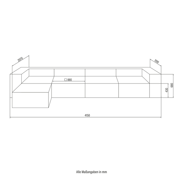 Modulares Sofa VERONA, XL, hellgrau