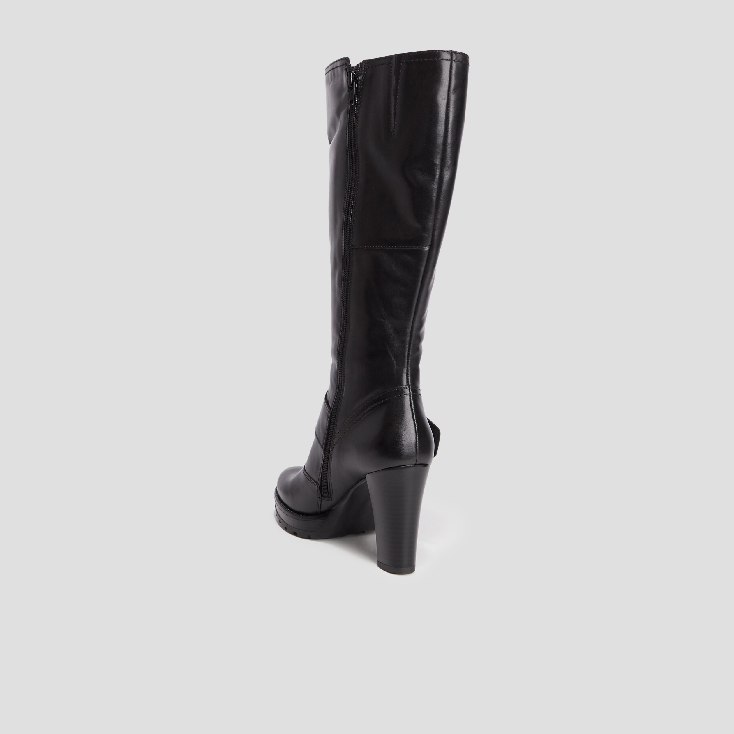 Bottes cuir à talons avec boucles noir femme | La Halle