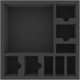 285 mm x 285 mm x 70 mm Schaumstoffeinlage für Brettspiele - 9 Fächer