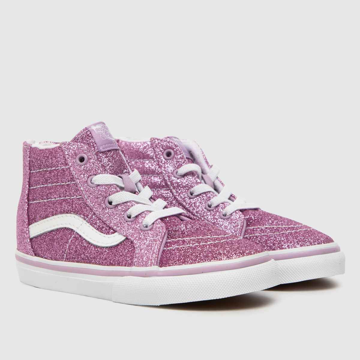 Vans rosa sk8-hi dragkedja med glitter för flickor, småbarnsskor